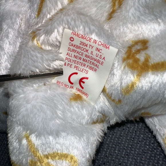 NWT! Ty Beanie Baby 2004 Signature Bear Original Gold & White P.E. Pellets - Picture 6 of 14
